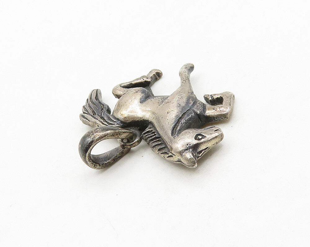925 Sterling Silver  Vintage Petite Dark Tone Galloping Horse Pendant  PT15503