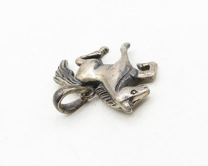 925 Sterling Silver  Vintage Petite Dark Tone Galloping Horse Pendant  PT15503
