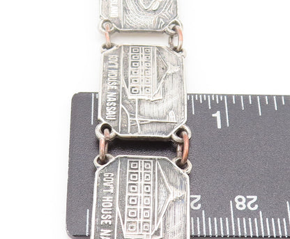 BMCO 925 Silver  Vintage Nassau Carved Landscape Souvenir Bracelet  BT10142