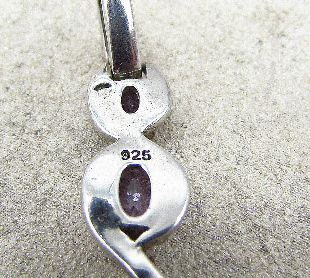 925 Sterling Silver  Amethyst & Genuine Diamond Drop Pendant  PT1473