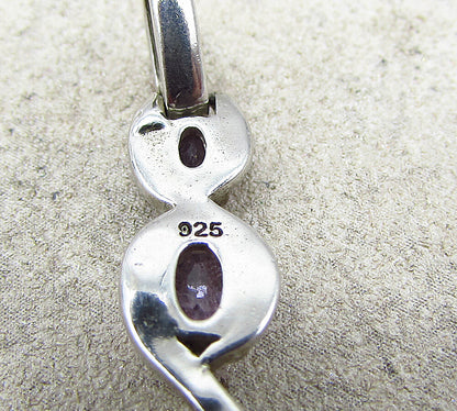 925 Sterling Silver  Amethyst & Genuine Diamond Drop Pendant  PT1473