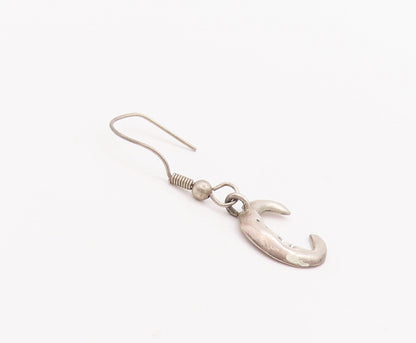 925 Sterling Silver Vintage Earrings Dangling Smiling Half Moon Face  EG13044