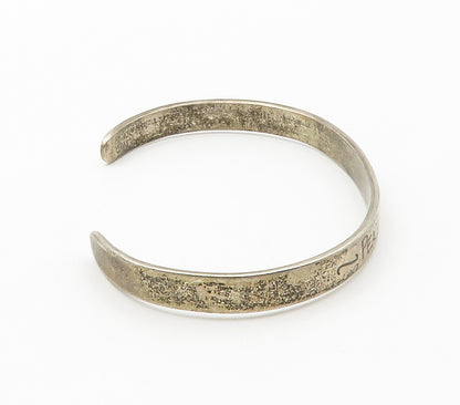 925 Sterling Silver  Vintage Peace Begins With A Smile Cuff Bracelet  BT5895