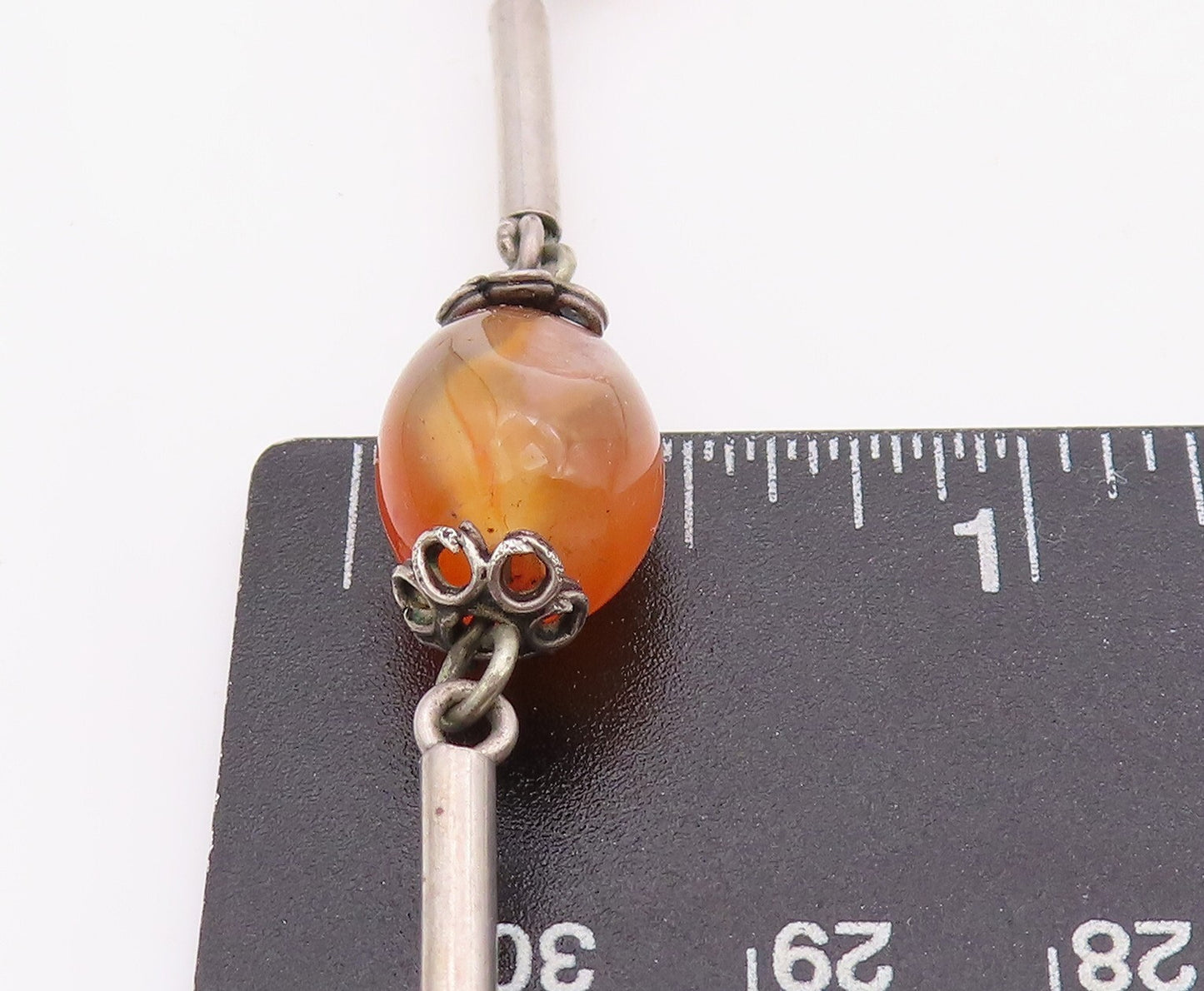 925 Sterling Silver Vintage Necklace Designer Gemstone Beaded Tassel  NE4312