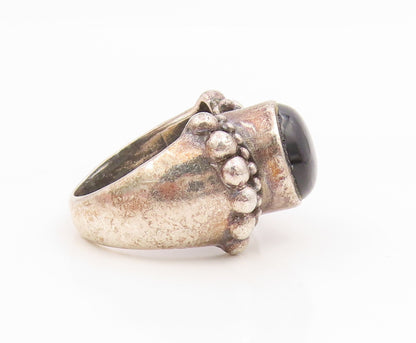 925 Sterling Silver Vintage Ring Cabochon Onyx Statement Band  Sz 6.5  RG34869