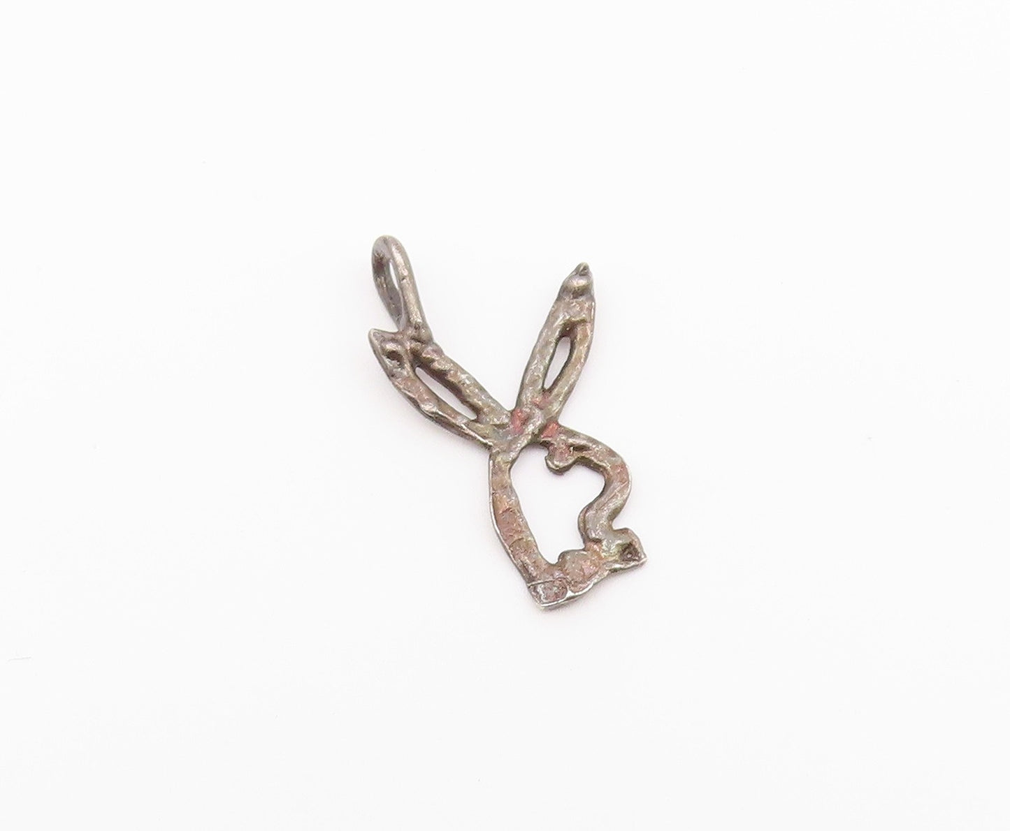 925 Sterling Silver  Vintage Petite Dark Tone Bunny Outline Pendant  PT12716