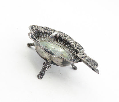 925 Sterling Silver  Vintage Antique Oxidized Floral Ash Tray  TR1361