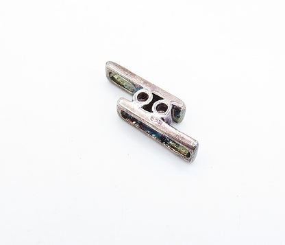 925 Sterling Silver  Vintage Cubic Zirconia Two Tone Parallel Pendant  PT2990