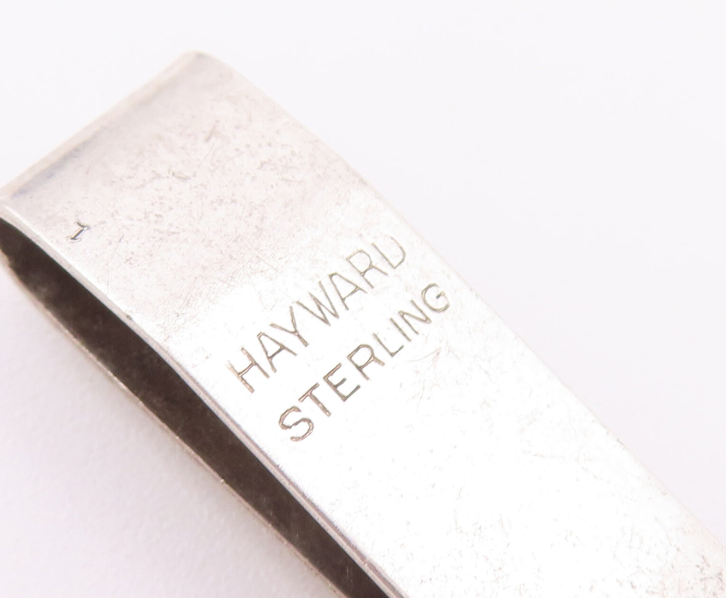 925 Sterling Silver Vintage Tie Clip HAYWARD Rectangle Etched Flying Bird TR3706