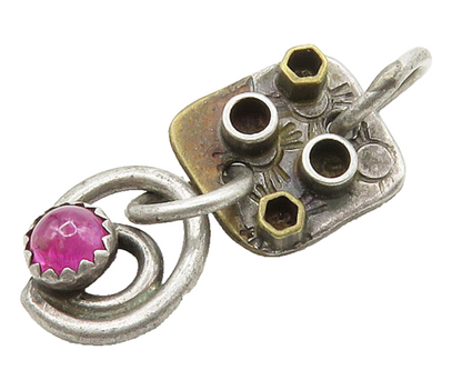 925 Sterling Silver Vintage Cabochon Cut Pink Topaz Pendant PT12579
