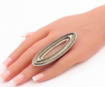 925 Sterling Silver Vintage Ring VIKA Modernist Large Oval Band  Sz 8.5  RG35500