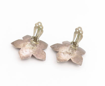 925 Sterling Silver Vintage Earrings MEXICO Cabochon Amethyst Flower  EG14093