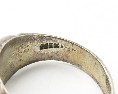 MEXICO 925 Sterling Silver  Vintage Dark Tone Dome Band Ring Sz 9  RG10578