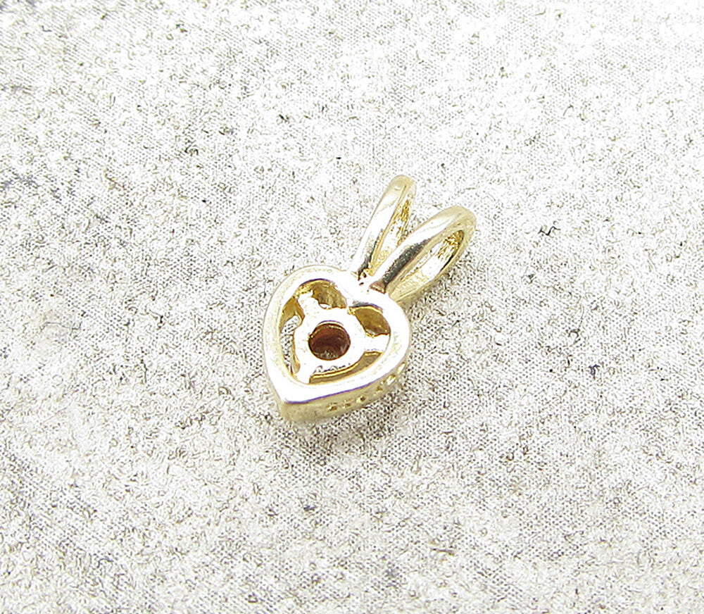 Gold Over 925 Sterling Silver Red Garnet Love Heart Slider Pendant PT1173