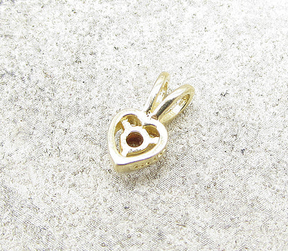 Gold Over 925 Sterling Silver Red Garnet Love Heart Slider Pendant PT1173