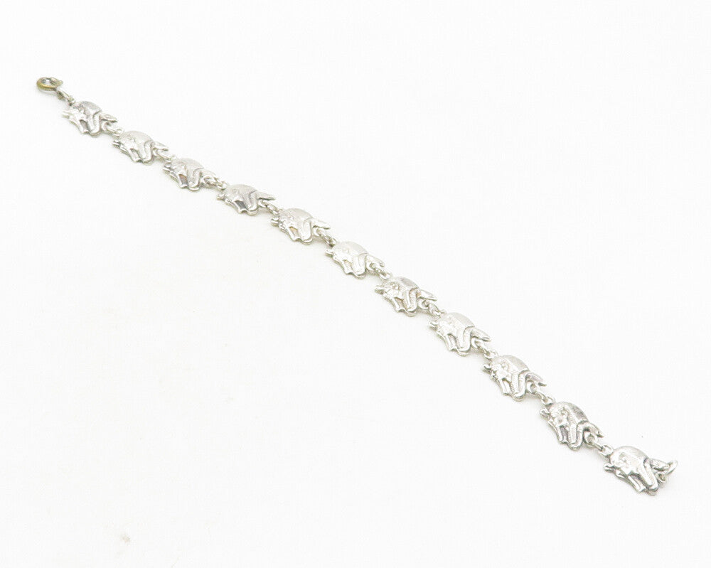925 Sterling Silver  Vintage Egyptian Pharaoh Head Chain Bracelet  BT4244