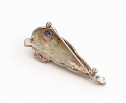 925 Sterling Silver Vintage Brooch Pin Blue Eyed Solid Seal Figurine  BP12196