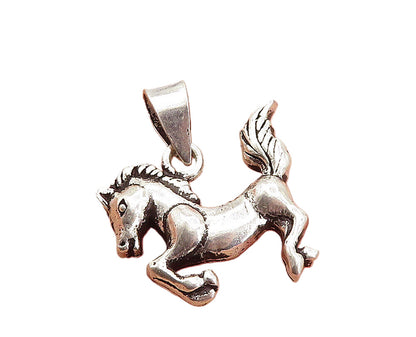 925 Sterling Silver  Vintage Shiny Petite Galloping Horse Drop Pendant  PT6050