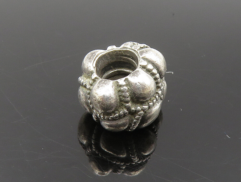 PANDORA 925 Sterling Silver  Vintage Shiny Pattern Bead Charm Pendant  PT19984