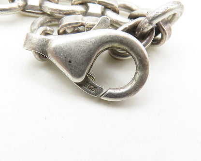 925 Sterling Silver  Vintage Gemstone Long Heavy Chain Necklace  NE2972