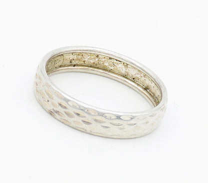 925 Sterling Silver  Shiny Diamond Cut Detail Round Band Ring Sz 6  RG16041