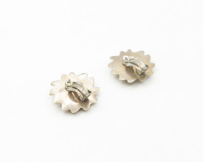 MEXICO 925 Sterling Silver  Vintage Sun Motif Non Pierce Earrings  EG8800