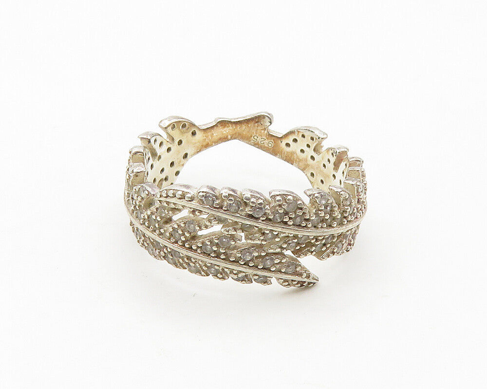 LUCKY DELICATES 925 Sterling Silver Topaz Floral Leaf Bypass Ring Sz 7  RG18249
