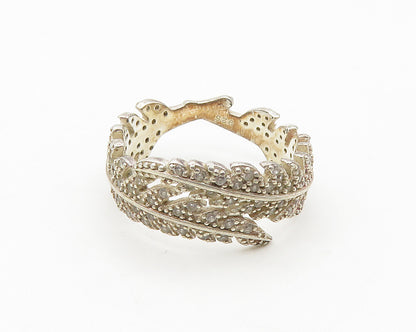 LUCKY DELICATES 925 Sterling Silver Topaz Floral Leaf Bypass Ring Sz 7  RG18249
