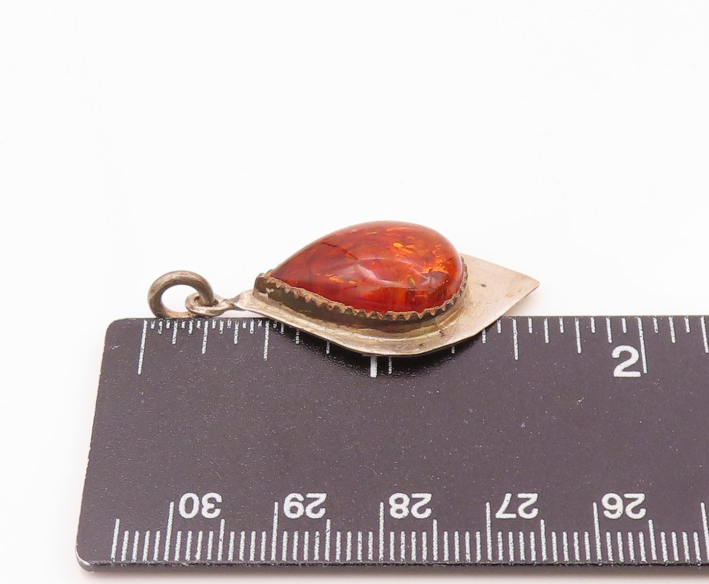 DESIGNER 925 Sterling Silver Vintage Pear Shape Baltic Amber Pendant PT21037