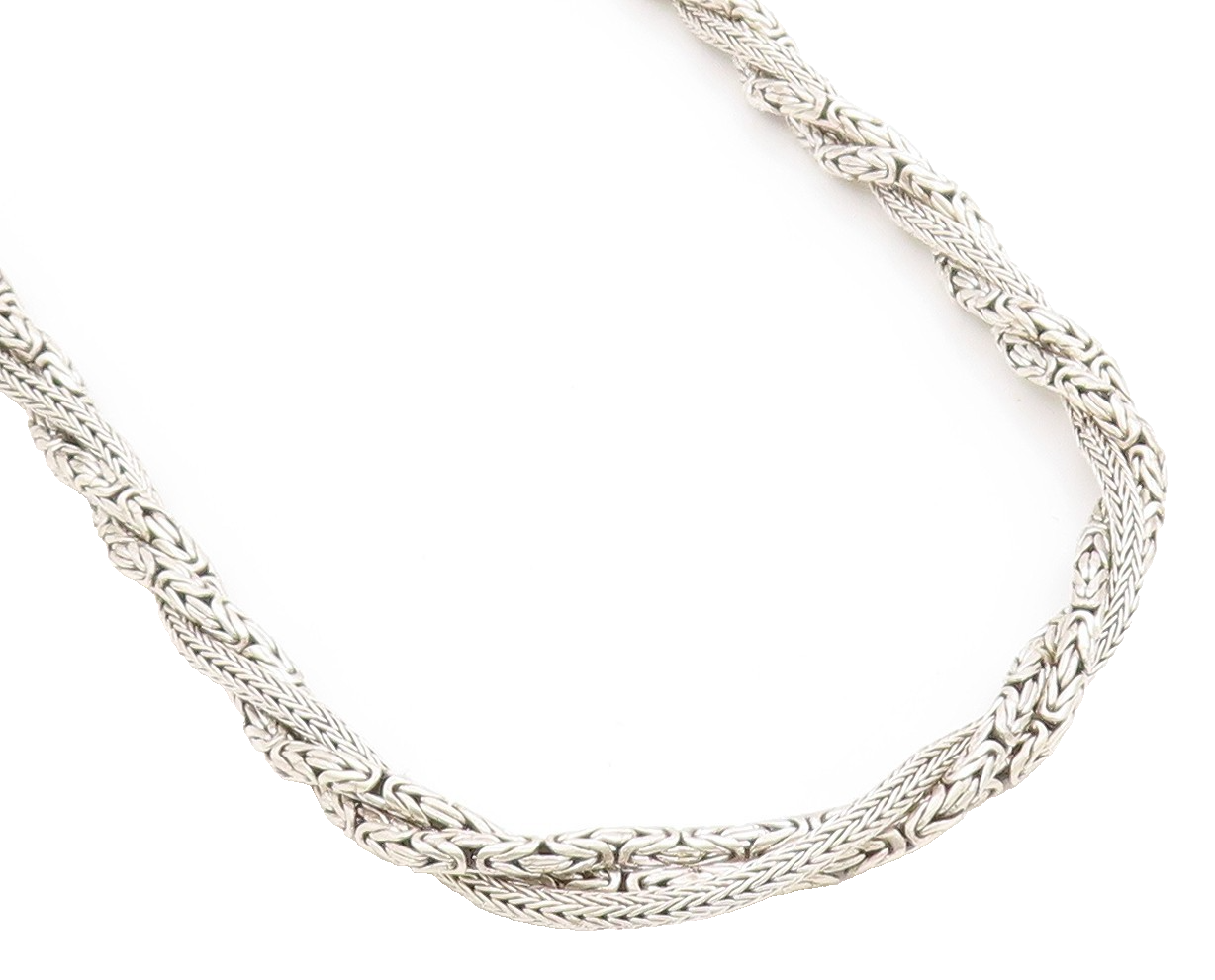 925 Sterling Silver Vintage Necklace Triple Rope Braided Design Chain   NE4620