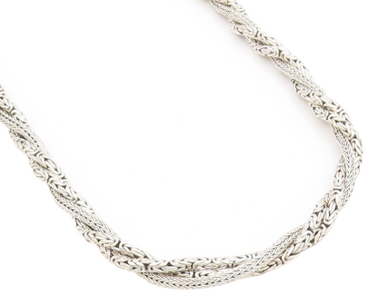 925 Sterling Silver Vintage Necklace Triple Rope Braided Design Chain   NE4620