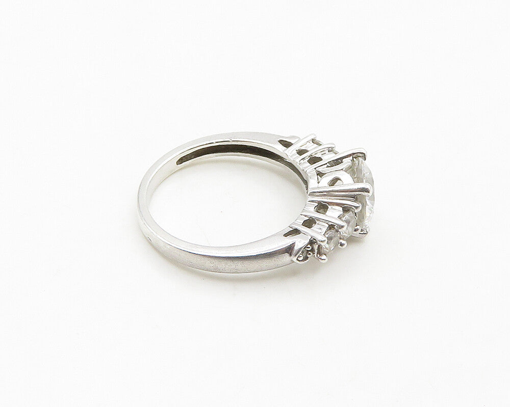 925 Silver  Vintage Cubic Zirconia Solitaire With Accents Ring Sz 6  RG19278