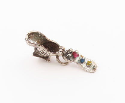 925 Silver   Vintage Boot House & Enamel Family Charm Pendant (OPENS)  PT20586