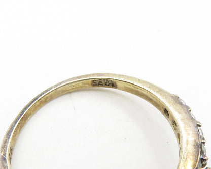SETA 925 Silver  Vintage Sparkling Cubic Zirconia Band Ring Sz 8.5  RG18990