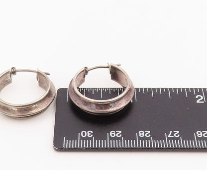 925 Sterling Silver Vintage Earrings Bold Minimalist Chunky Wide Hoops  EG14052