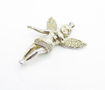 925 Sterling Silver  Vintage Topaz Shiny Dabbing Baby Angel Pendant  PT5318