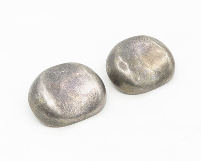 MEXICO 925 Silver  Vintage Oxidized Hollow Concave Non Pierce Earrings  EG5561