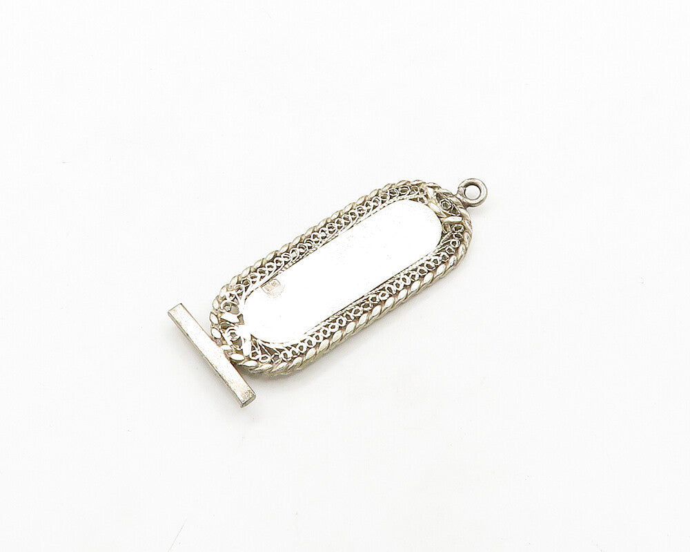MIDDLE EAST 925 Sterling Silver Vintage Hieroglyphics Cartouche Pendant PT15608