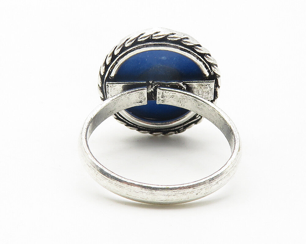 MEXICO 925 Sterling Silver Vintage Lapis Lazuli Cocktail Ring Sz 9.5  RG11669