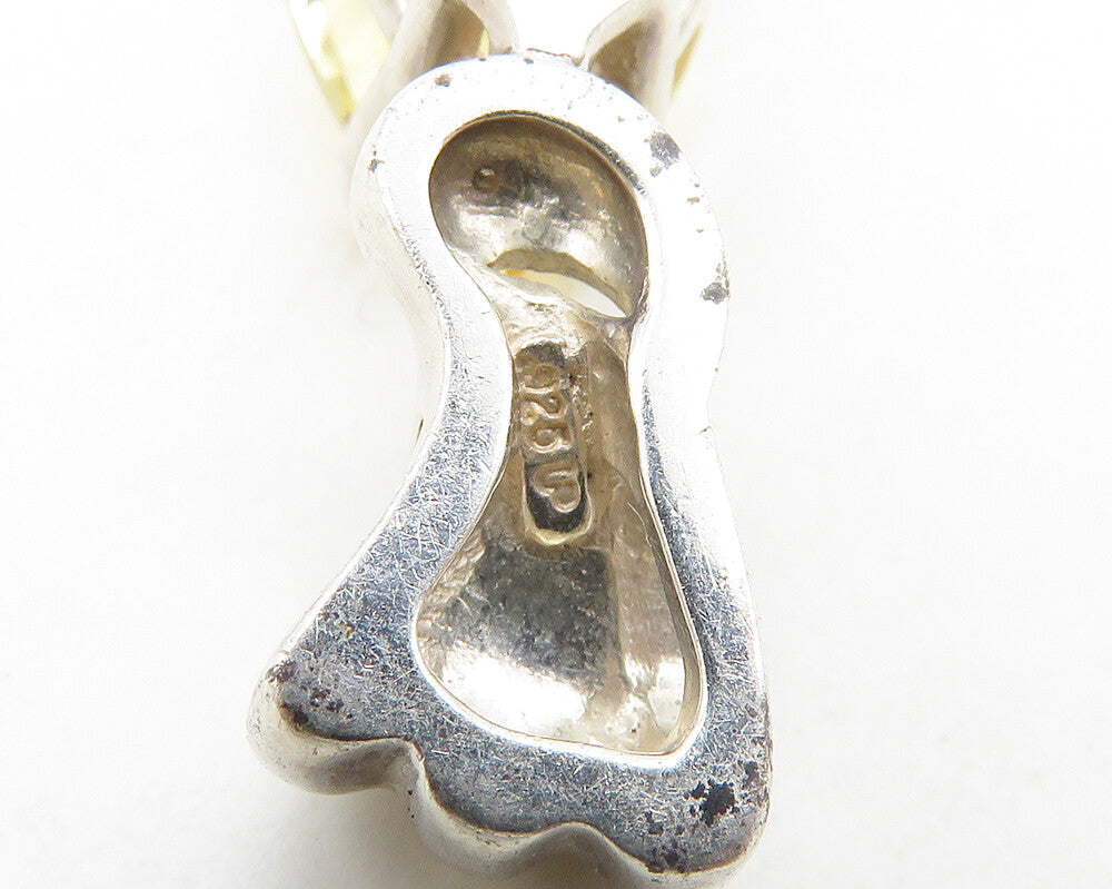 925 Sterling Silver  Vintage Tear Drop Citrine Fluted Bail Pendant  PT15167