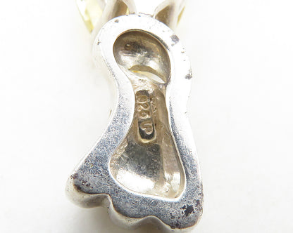 925 Sterling Silver  Vintage Tear Drop Citrine Fluted Bail Pendant  PT15167