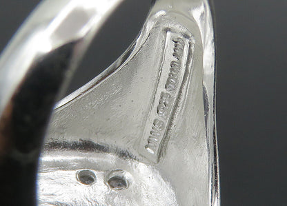 925 Sterling Silver  Vintage Topaz Cutout Detail Shiny Band Ring Sz 7  RG21293