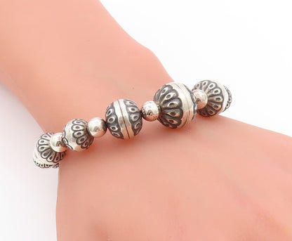 925 Sterling Silver Vintage Bracelet CAROLYN POLLACK Floral Coil Wrap  BT11368