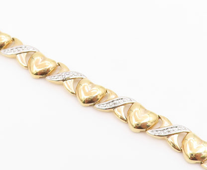 925 Sterling Silver  Genuine Diamonds Love Hearts XO Chain Bracelet  BT7583