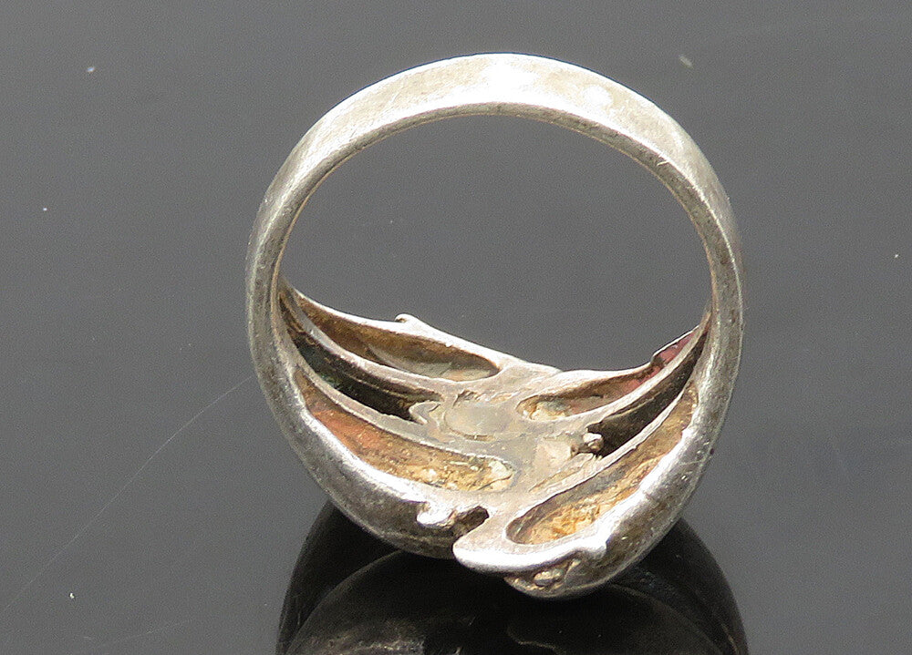 925 Sterling Silver  Vintage Dark Tone Split Dome Band Ring Sz 6  RG21189