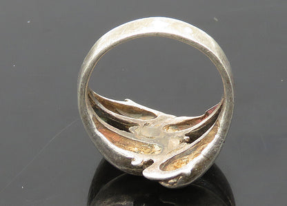 925 Sterling Silver  Vintage Dark Tone Split Dome Band Ring Sz 6  RG21189