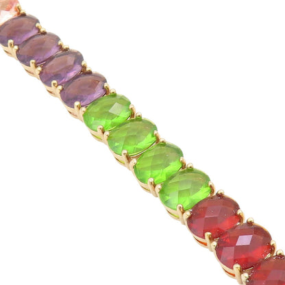 925 Sterling Silver Vintage Bracelet Gold Plated DAVID SIGAL Gemstone  BT11732