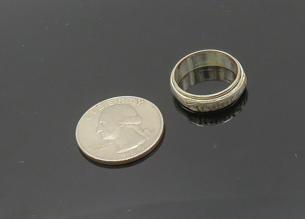 925 Sterling Silver  Vintage Shiny Etched Band Spinner Band Ring Sz 7  RG20218