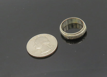925 Sterling Silver  Vintage Shiny Etched Band Spinner Band Ring Sz 7  RG20218