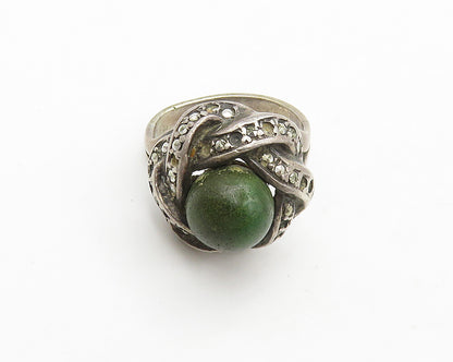 925 Sterling Silver Vintage Antique Jasper & Topaz Cocktail Ring Sz 5.5  RG17261